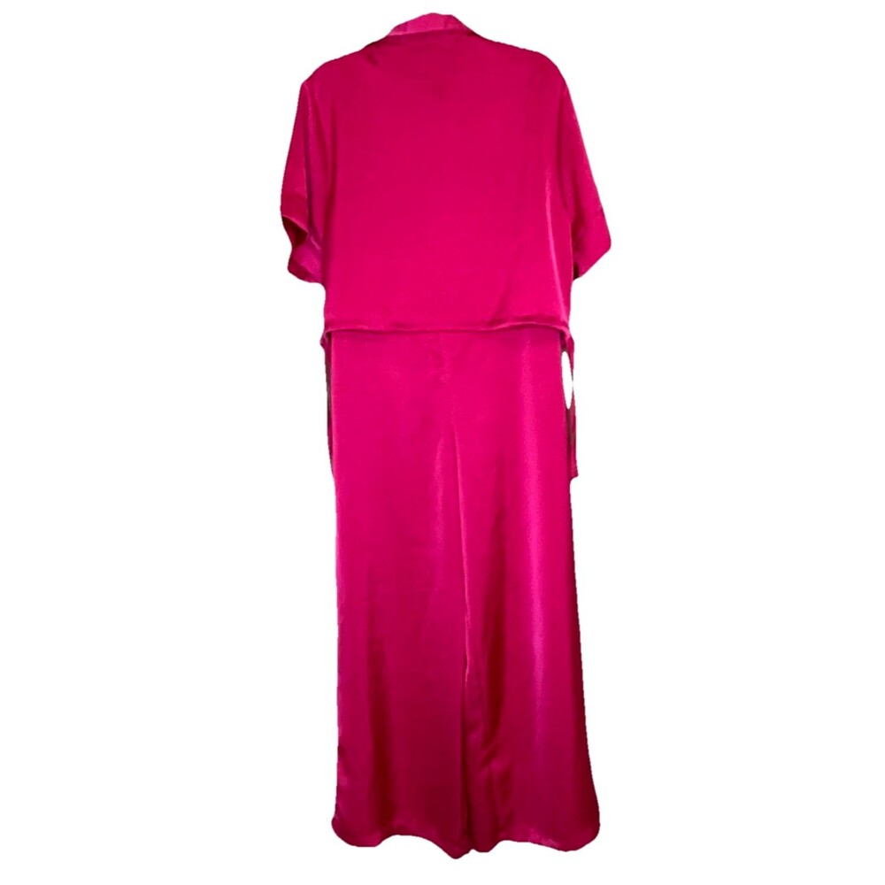 House Of Harlow 1960 Size XL Satin Crop Top Wide Leg Pants Set Hot Pink Stylish - Picture 2 of 16